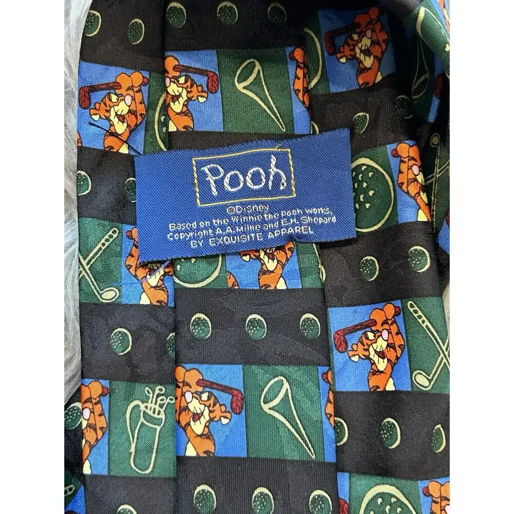 VTG Disney Winnie‎ the Pooh & Friends Golfing Theme Neck Tie